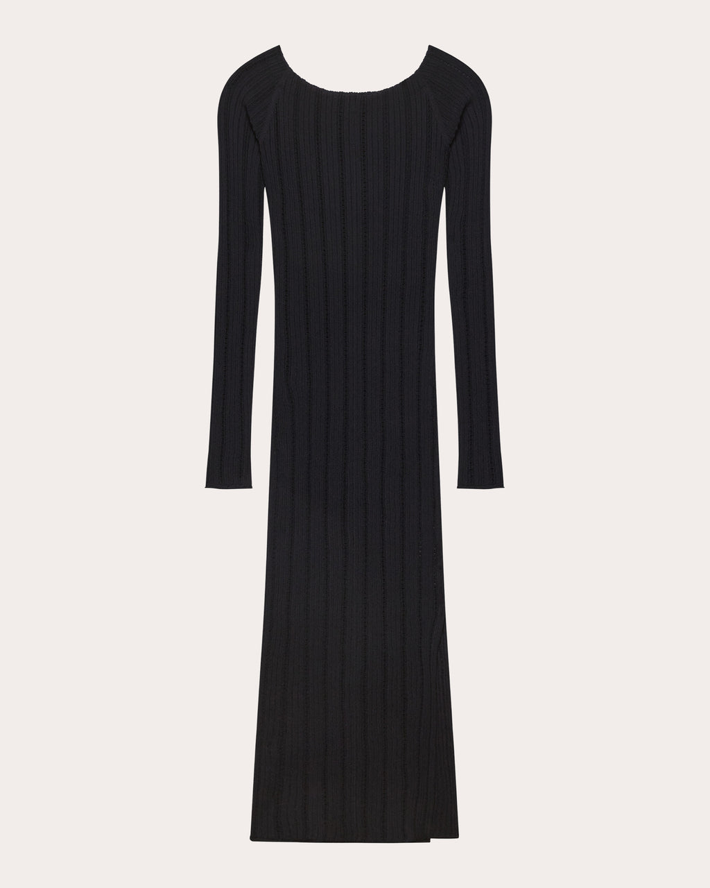 Wide Rib Knit Boatneck Midi Dress