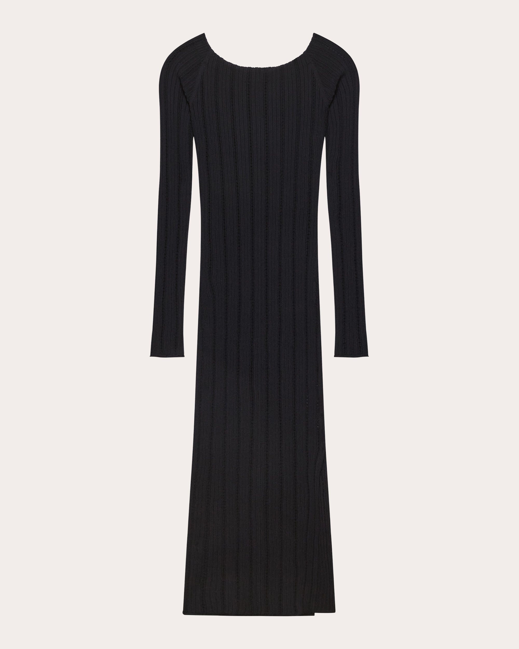 Wide Rib Knit Boatneck Midi Dress