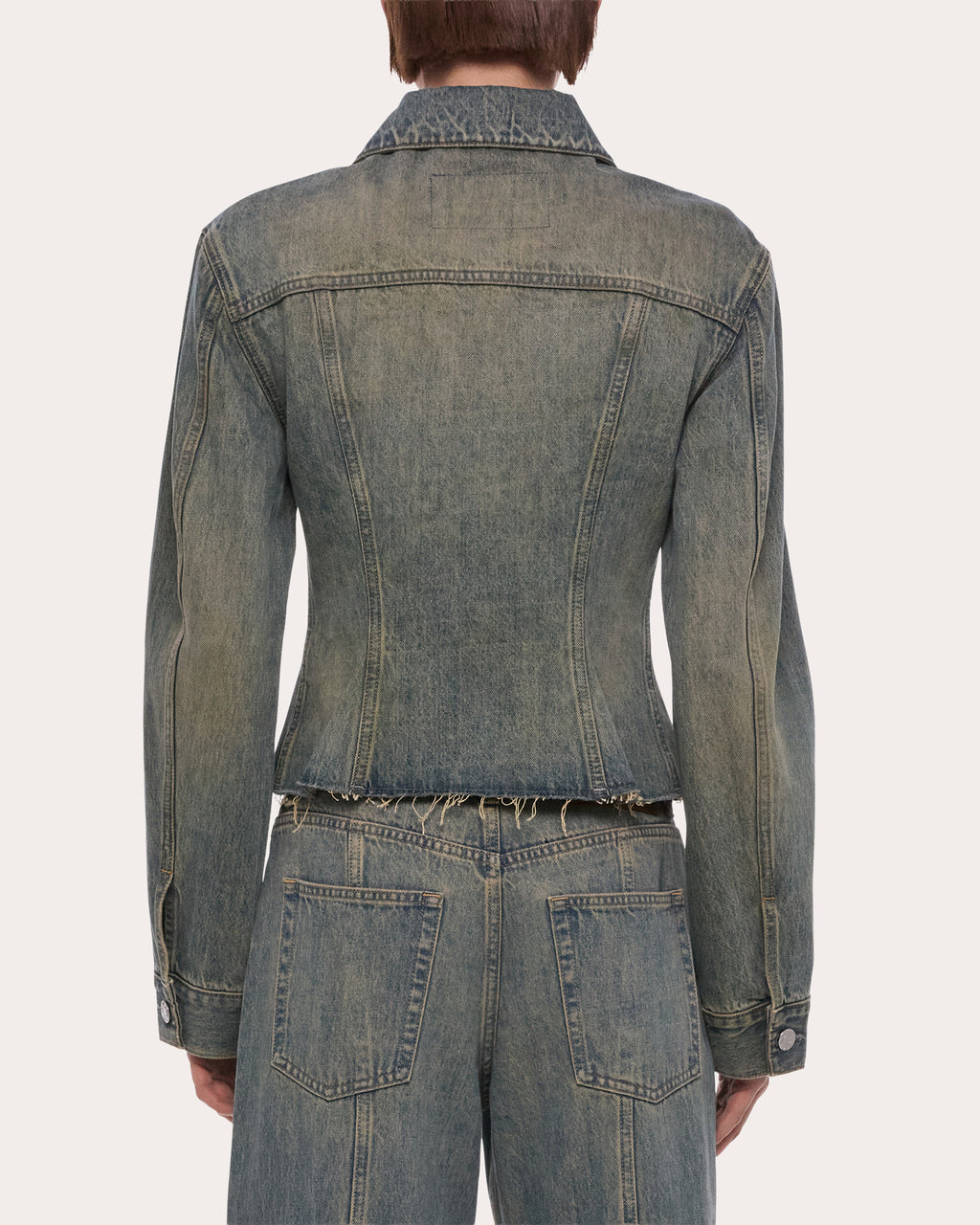 Raw-Hem Denim Trucker Jacket