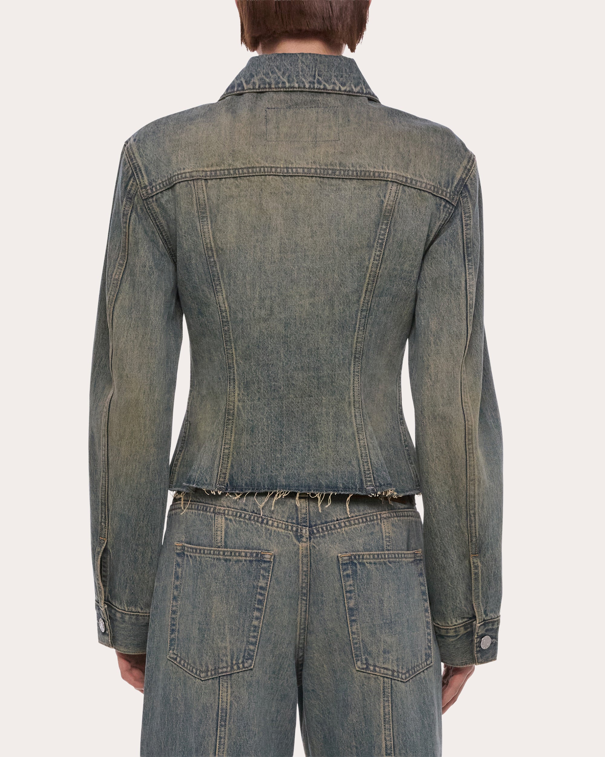 Raw-Hem Denim Trucker Jacket