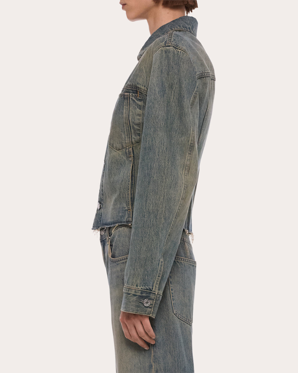 Raw-Hem Denim Trucker Jacket