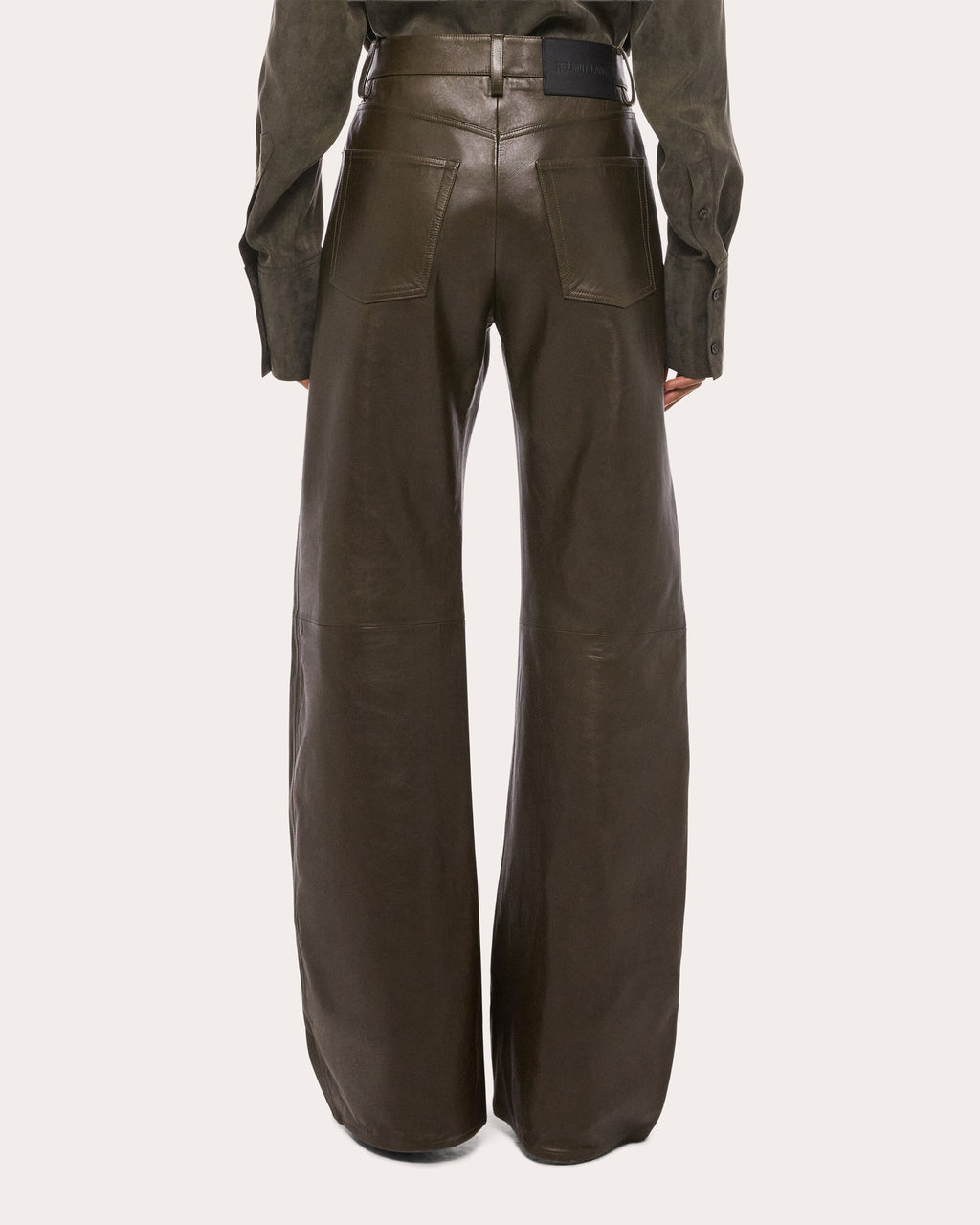 Bonded Leather Relaxed Bootcut Jeans