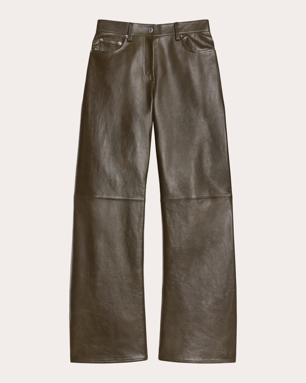 Bonded Leather Relaxed Bootcut Jeans