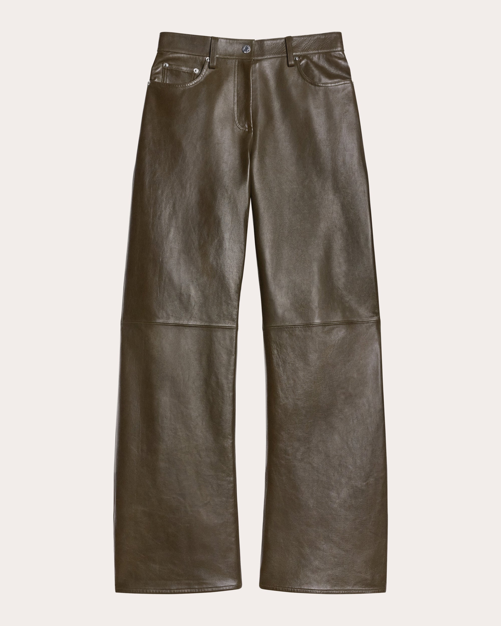 Bonded Leather Relaxed Bootcut Jeans