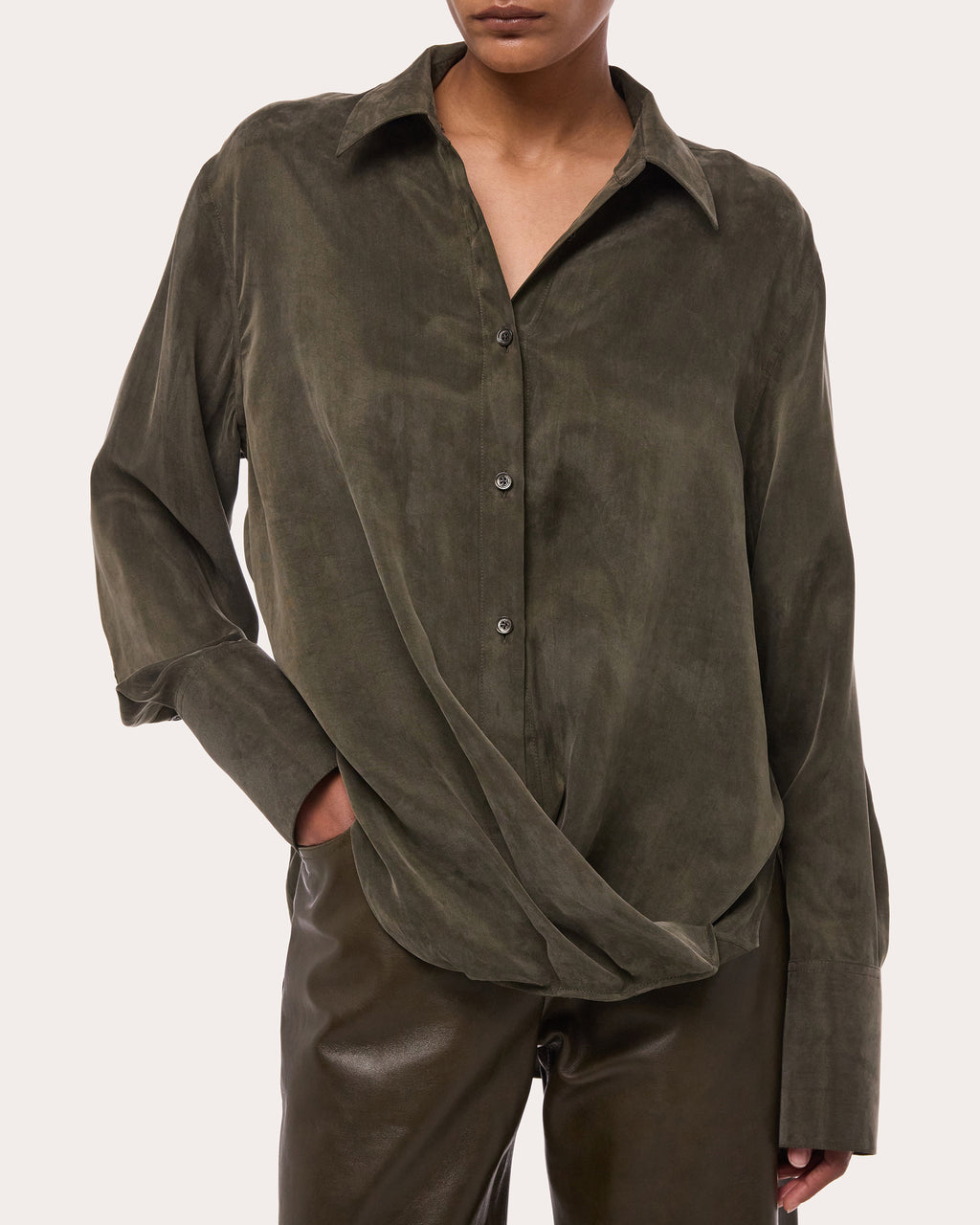Fluid Microsuede Drape Shirt