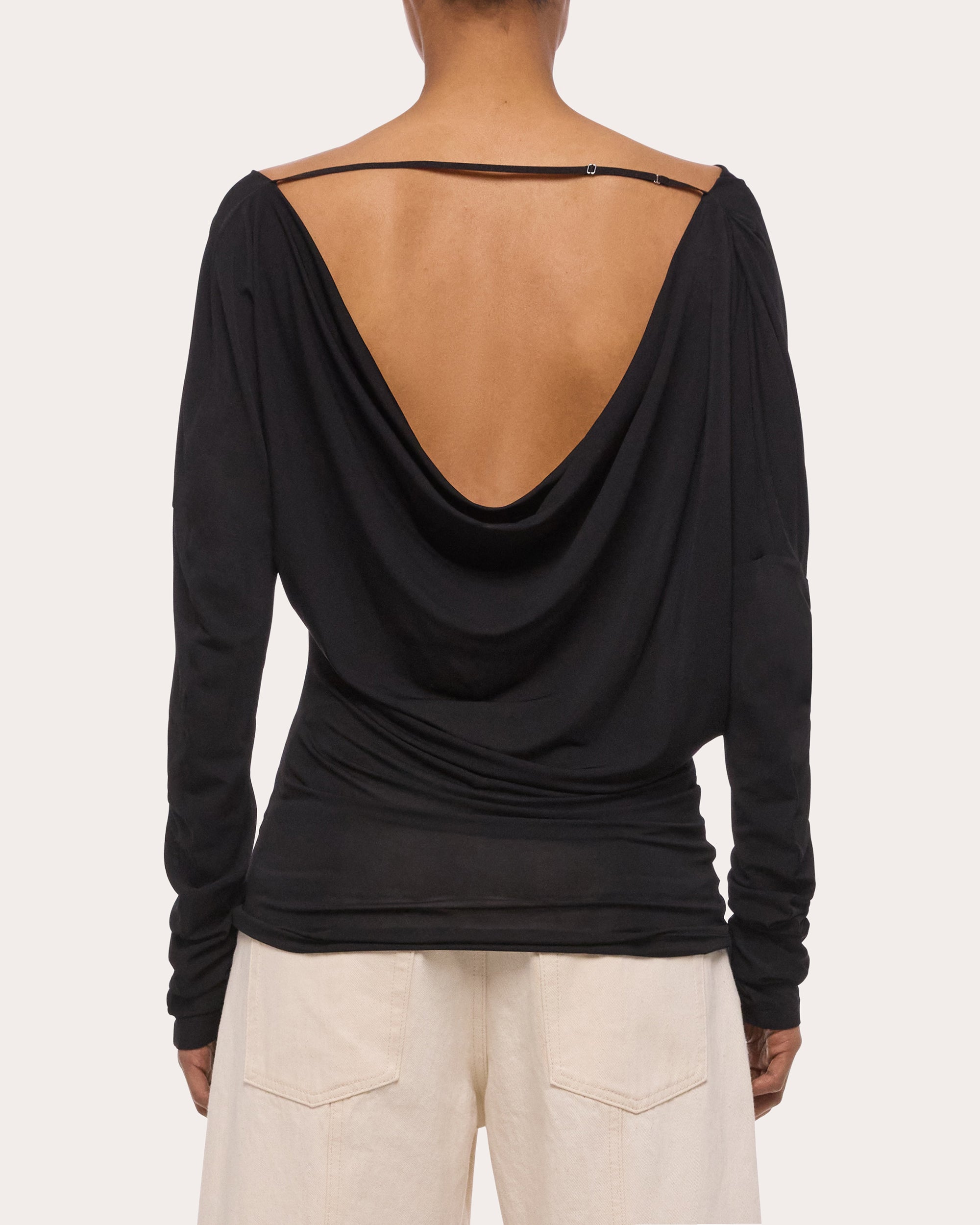 Jersey Long-Sleeve Cowl Neck Top