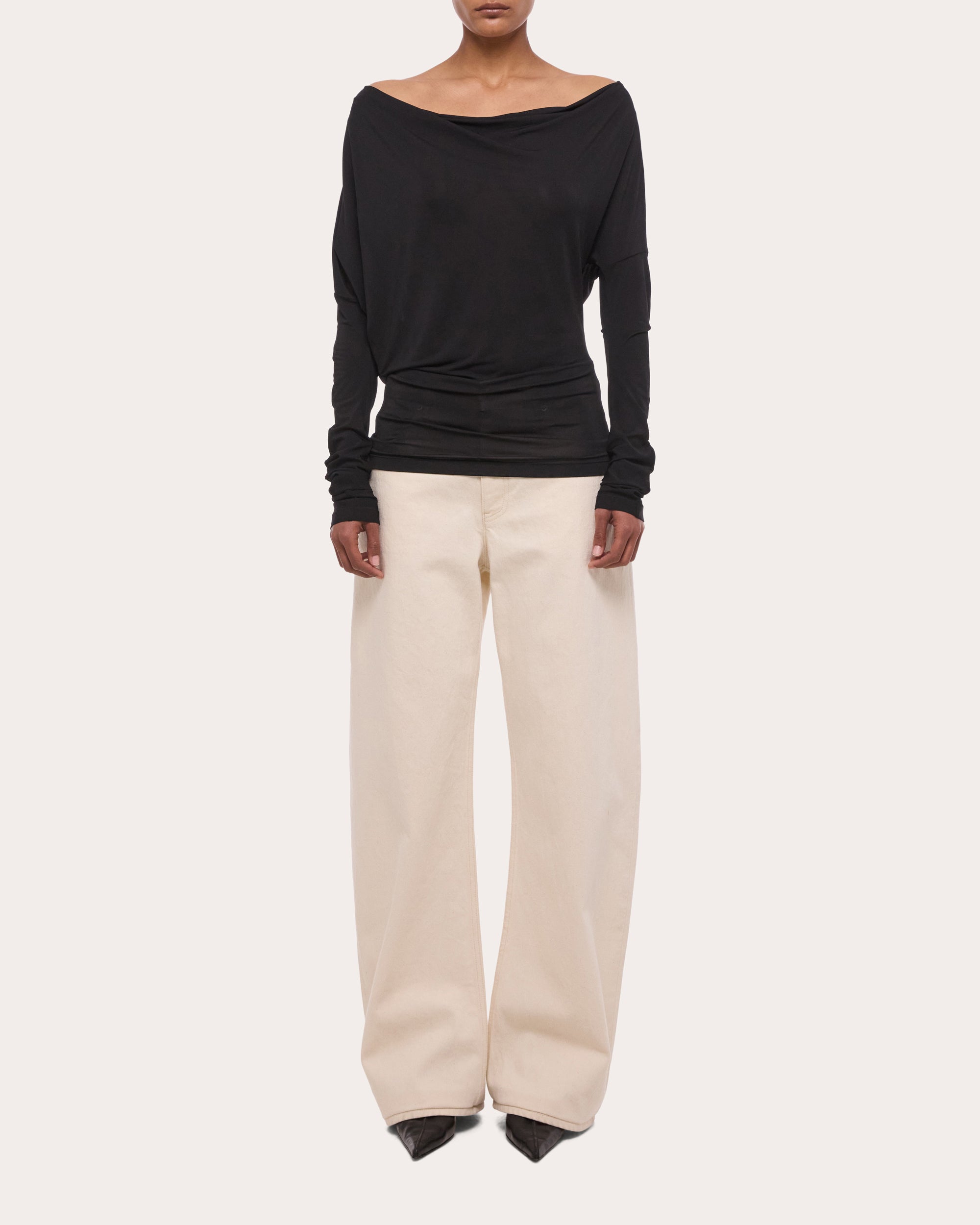 Jersey Long-Sleeve Cowl Neck Top