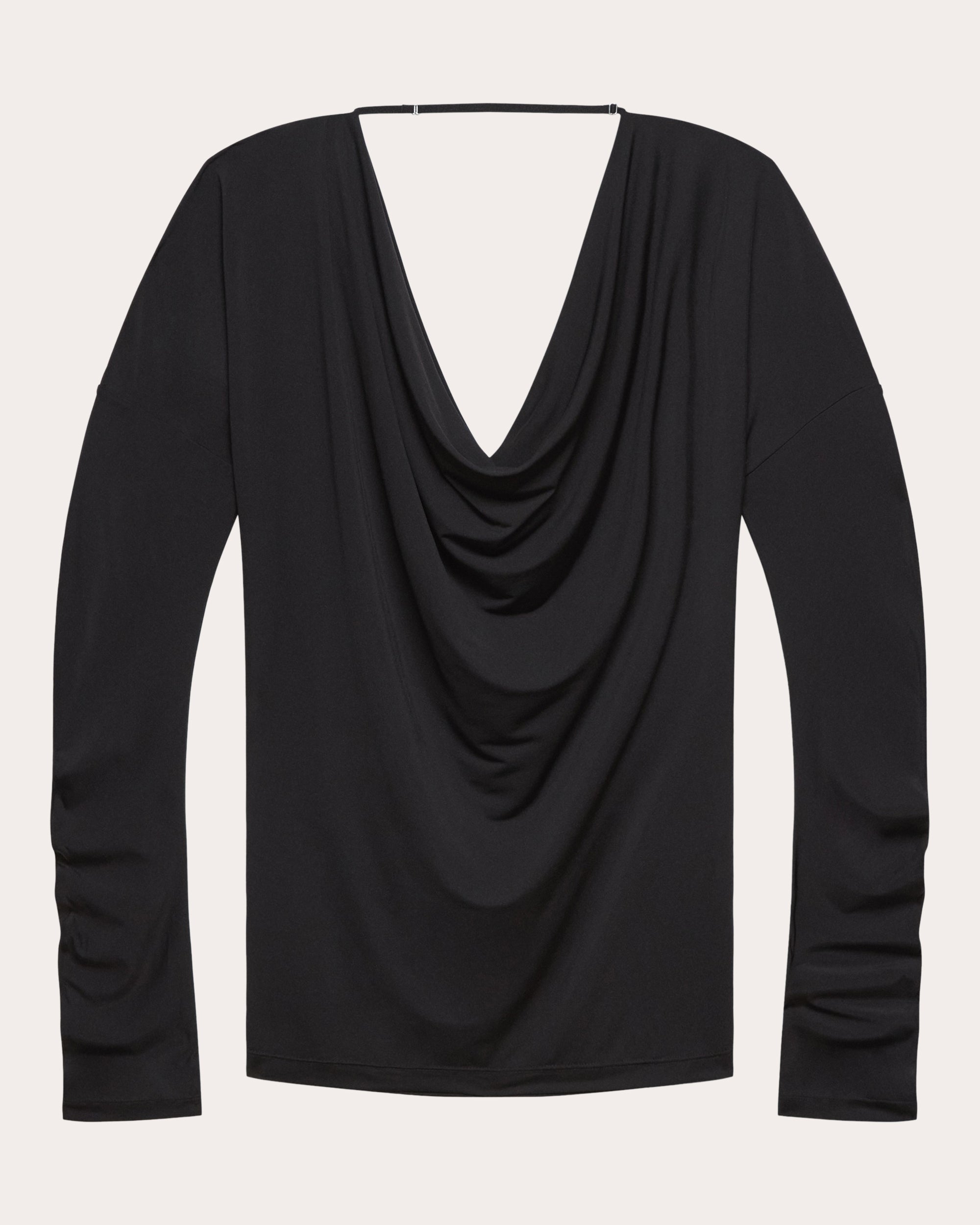 Jersey Long-Sleeve Cowl Neck Top