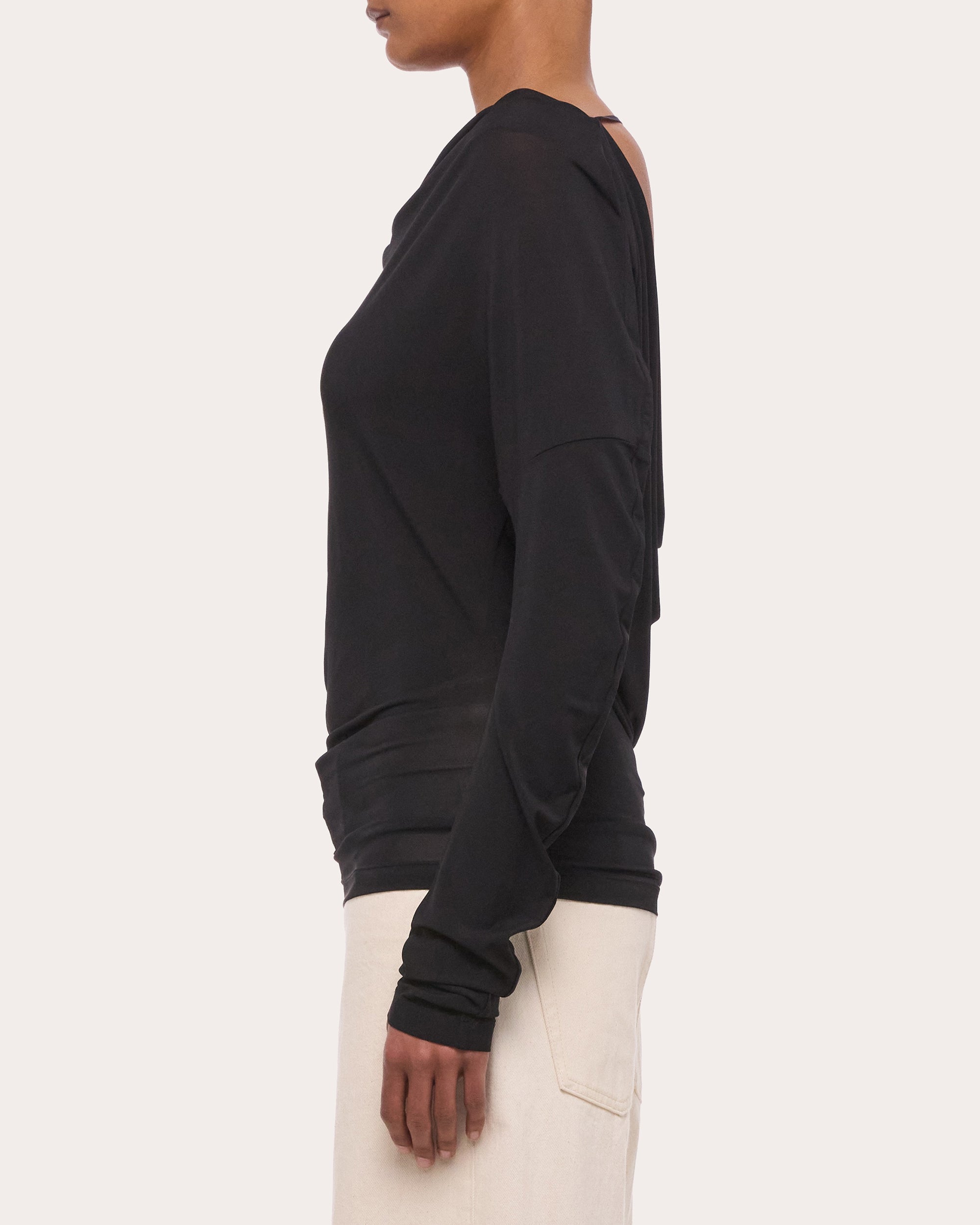 Jersey Long-Sleeve Cowl Neck Top