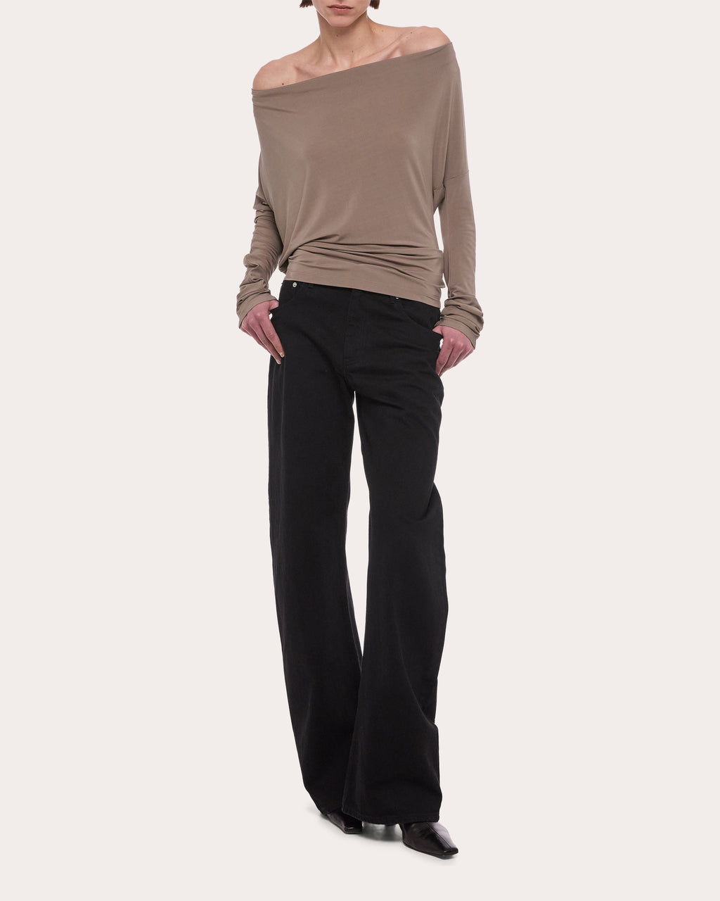 Jersey Long-Sleeve Cowl Neck Top