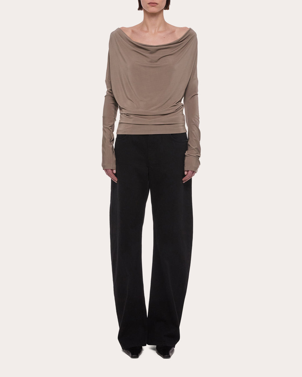 Jersey Long-Sleeve Cowl Neck Top