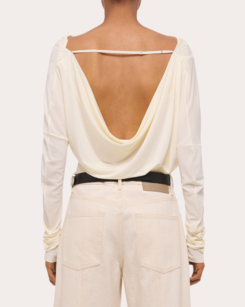Jersey Long-Sleeve Cowl Neck Top