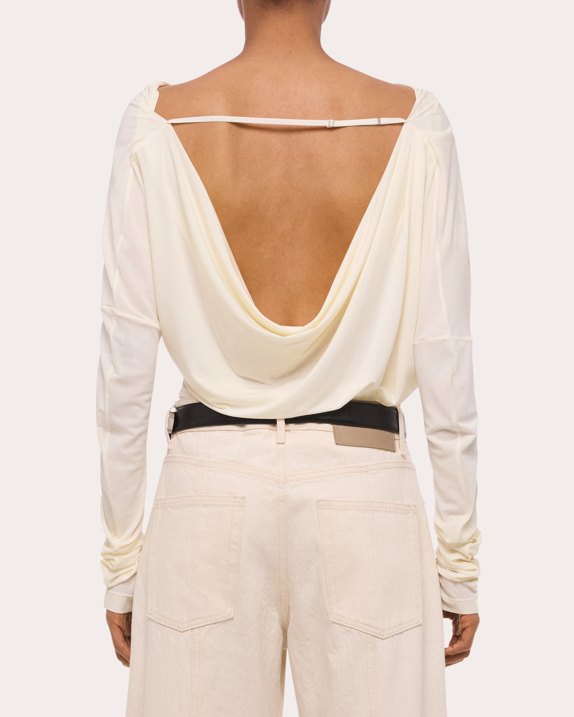 Jersey Long-Sleeve Cowl Neck Top