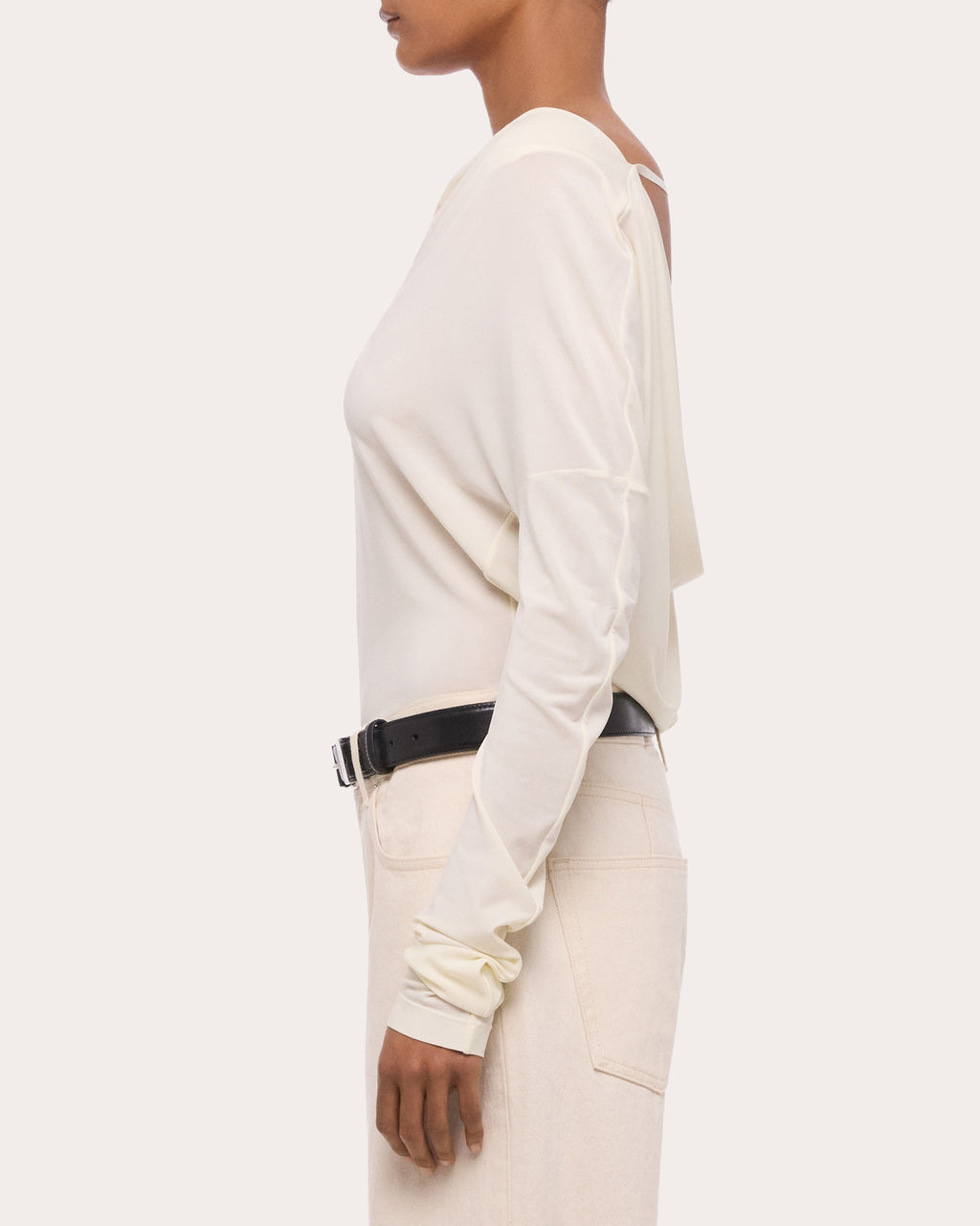 Jersey Long-Sleeve Cowl Neck Top