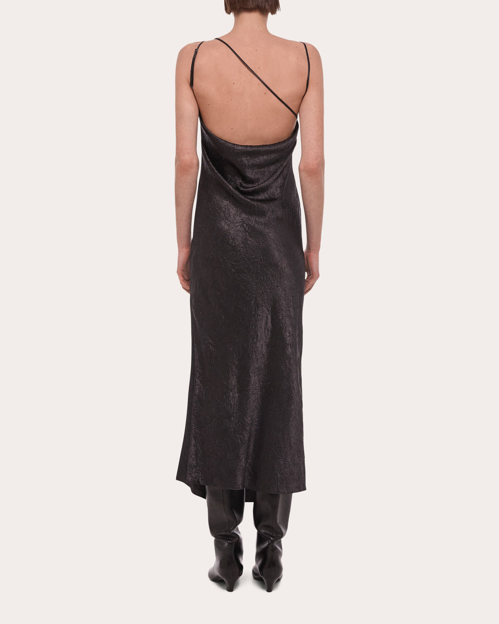 Crinkled Asymmetric Slip Dress