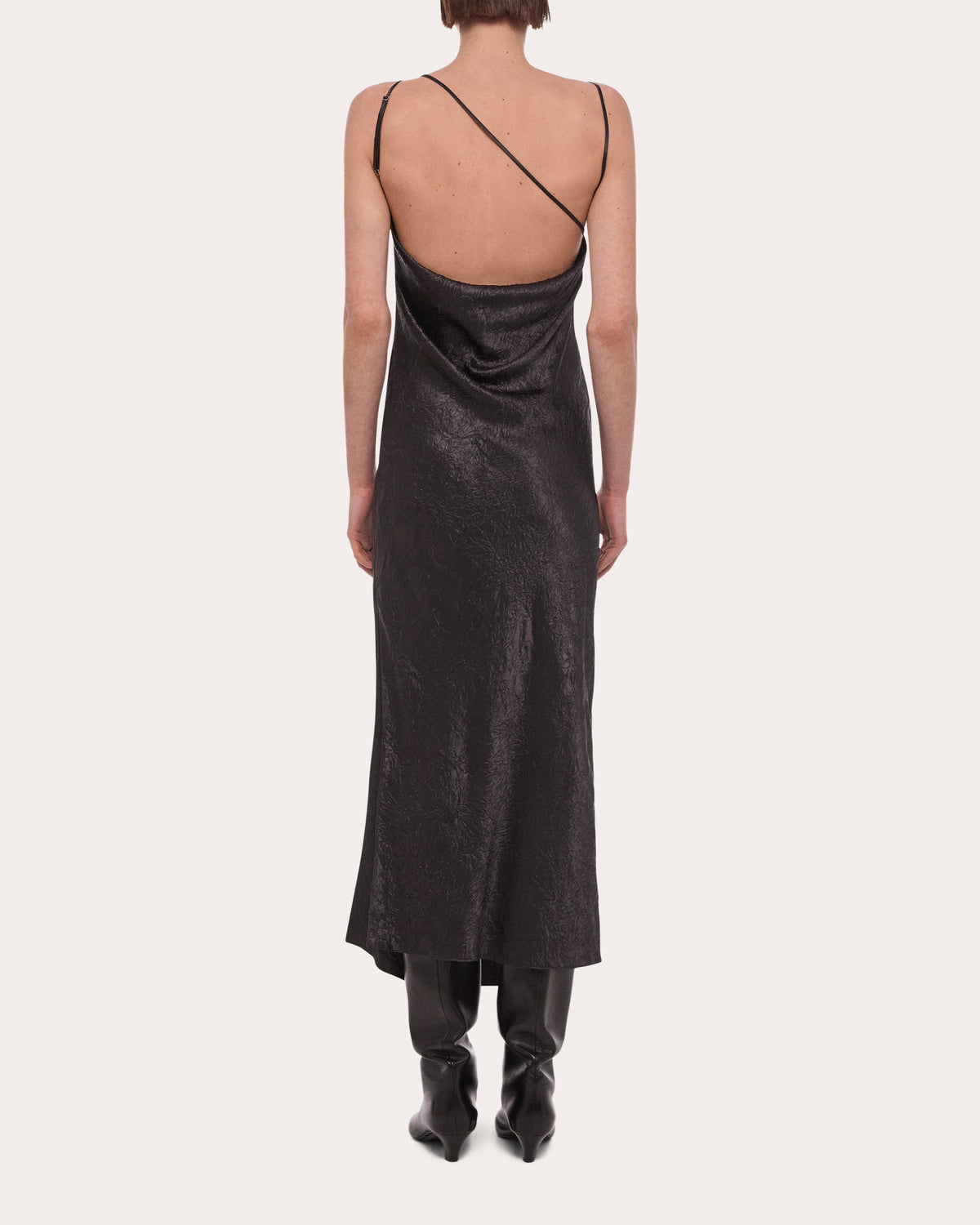 Crinkled Asymmetric Slip Dress