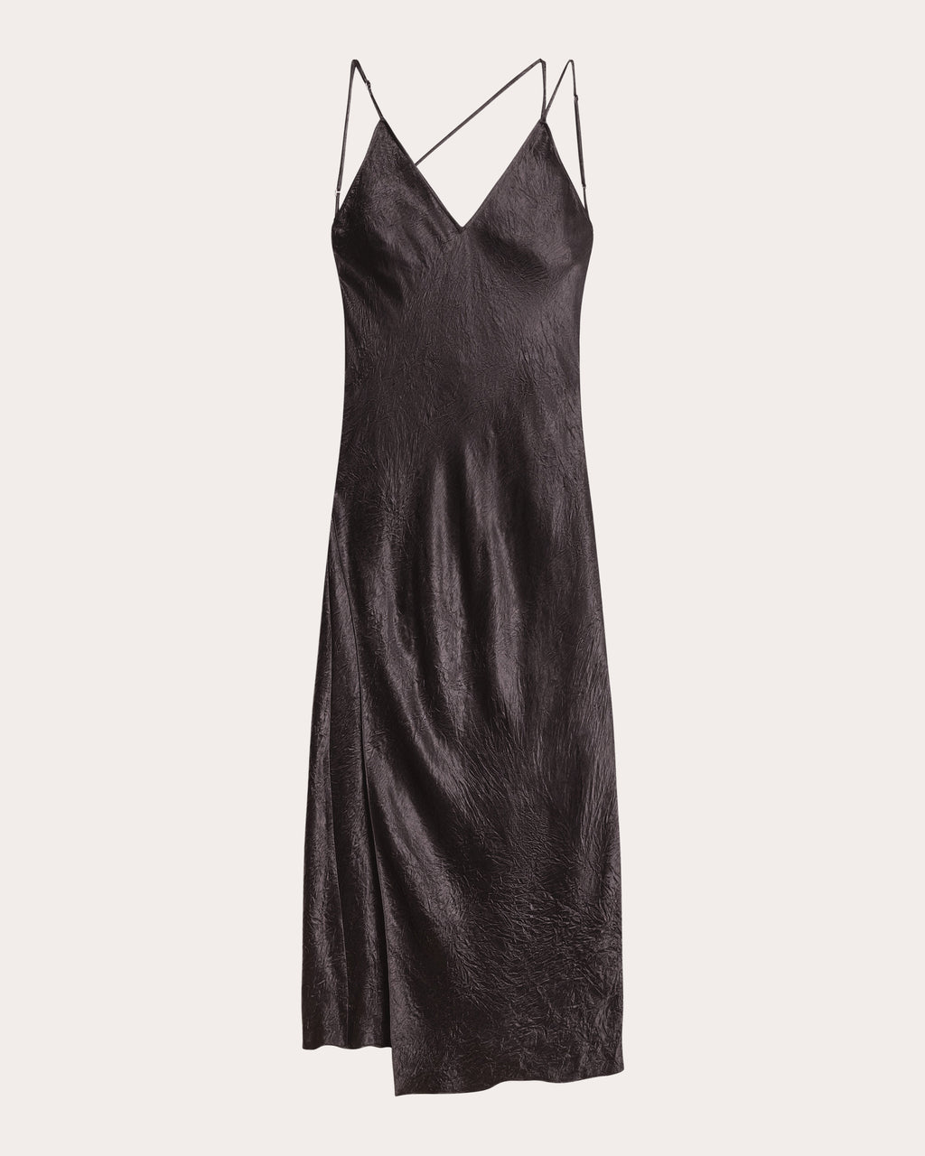 Crinkled Asymmetric Slip Dress