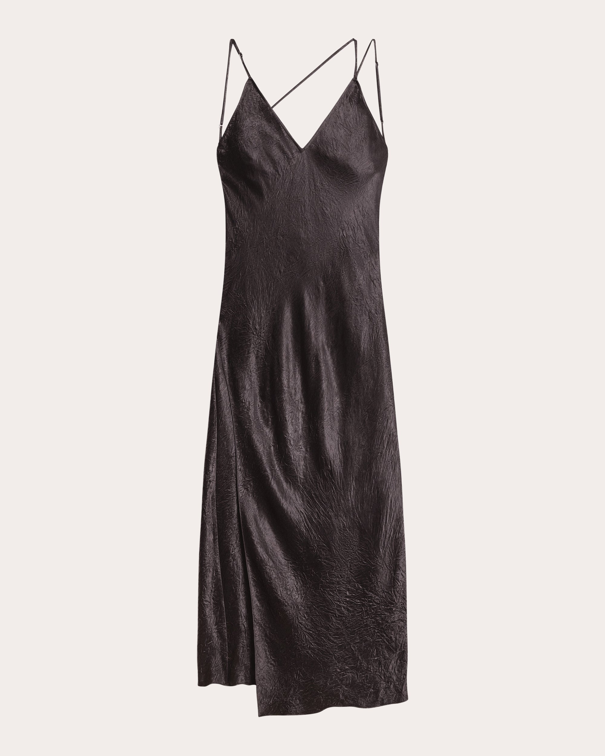 Crinkled Asymmetric Slip Dress