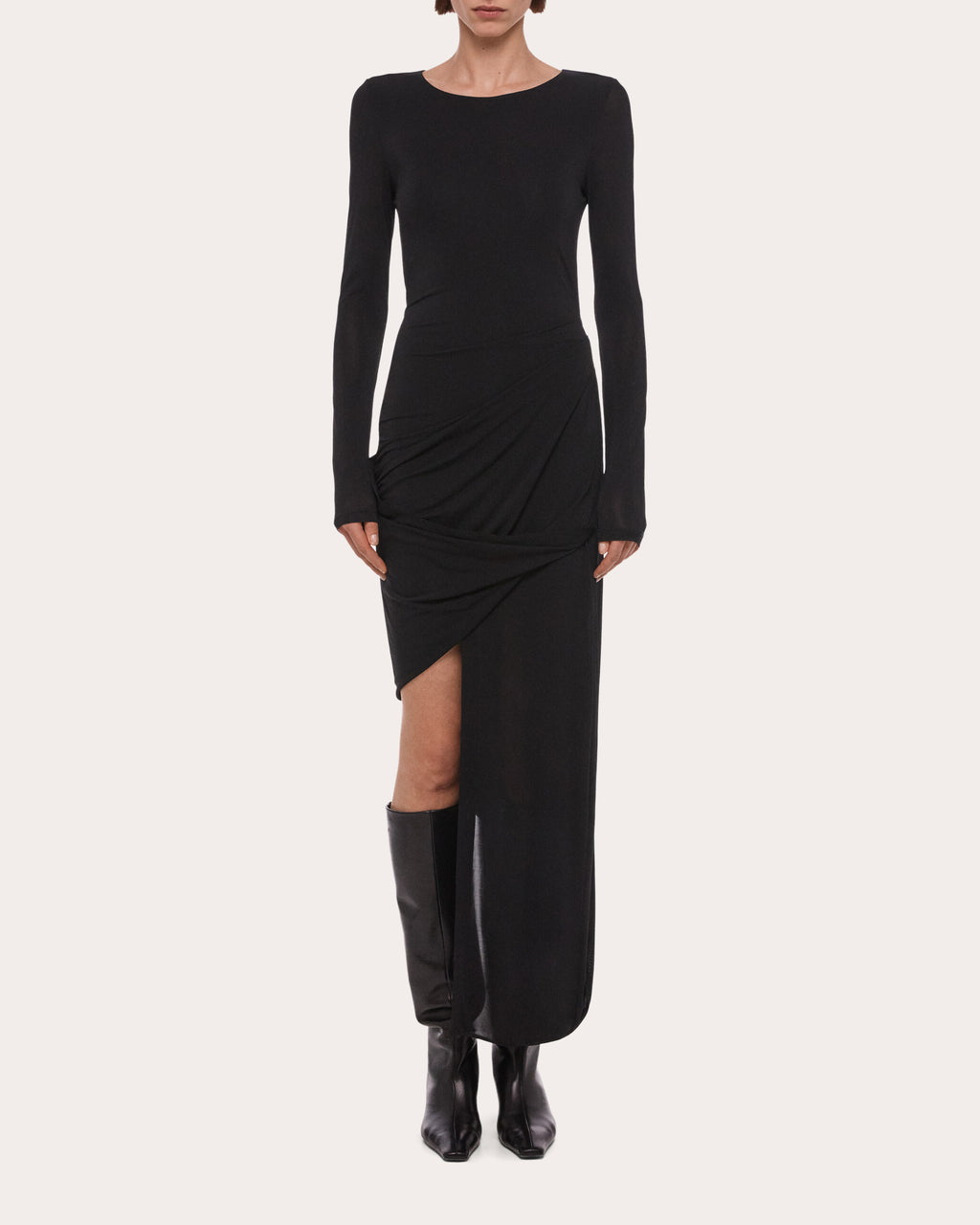 Stretch Jersey Twisted Drape Dress