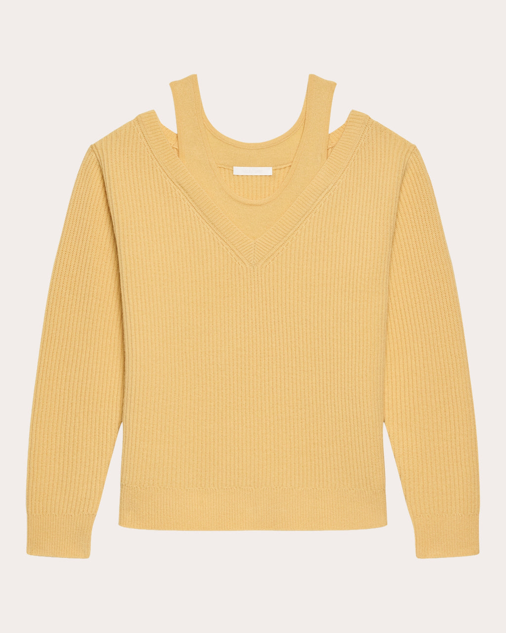 Ribbed Wool Layered V-Neck Sweater