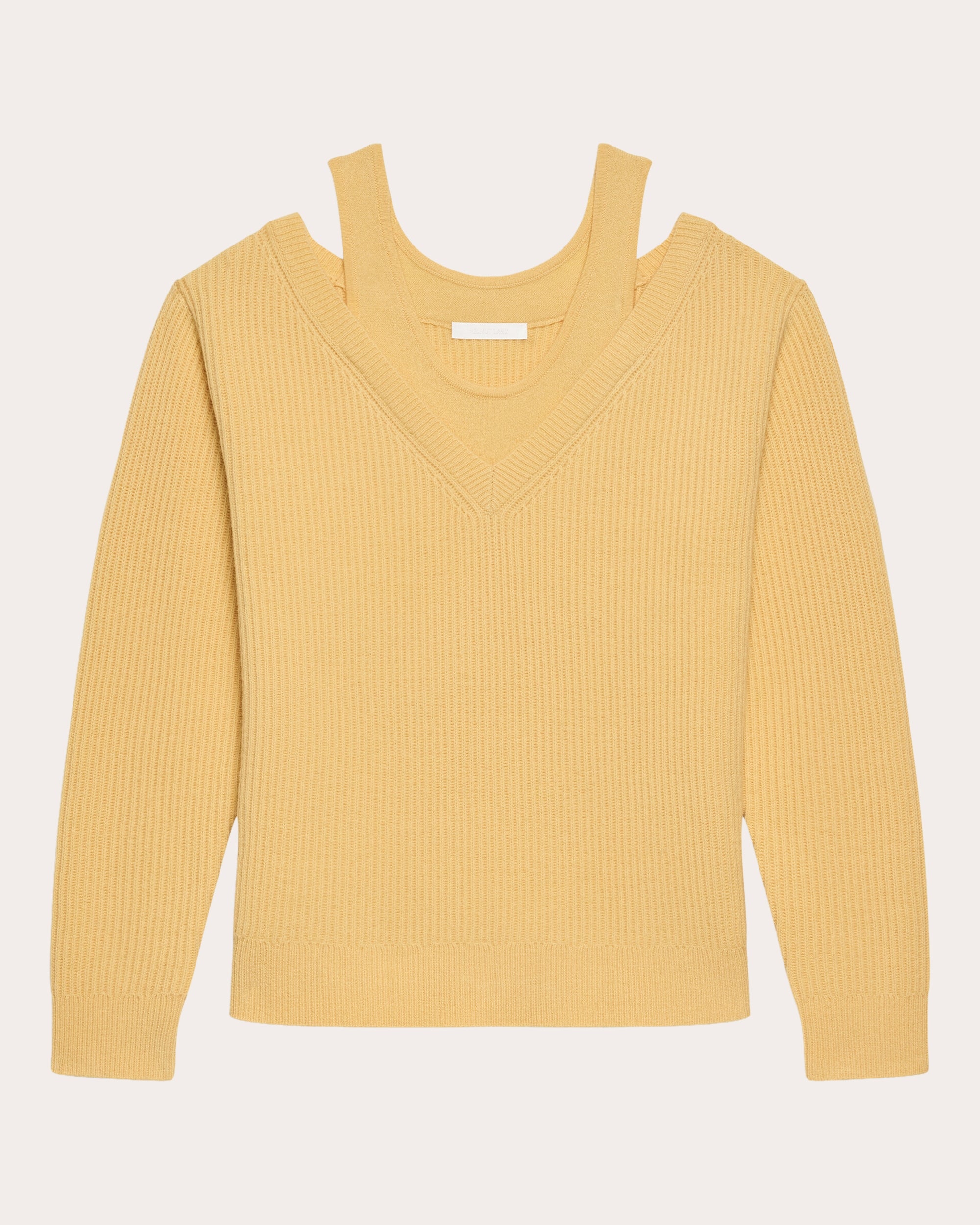 Ribbed Wool Layered V-Neck Sweater