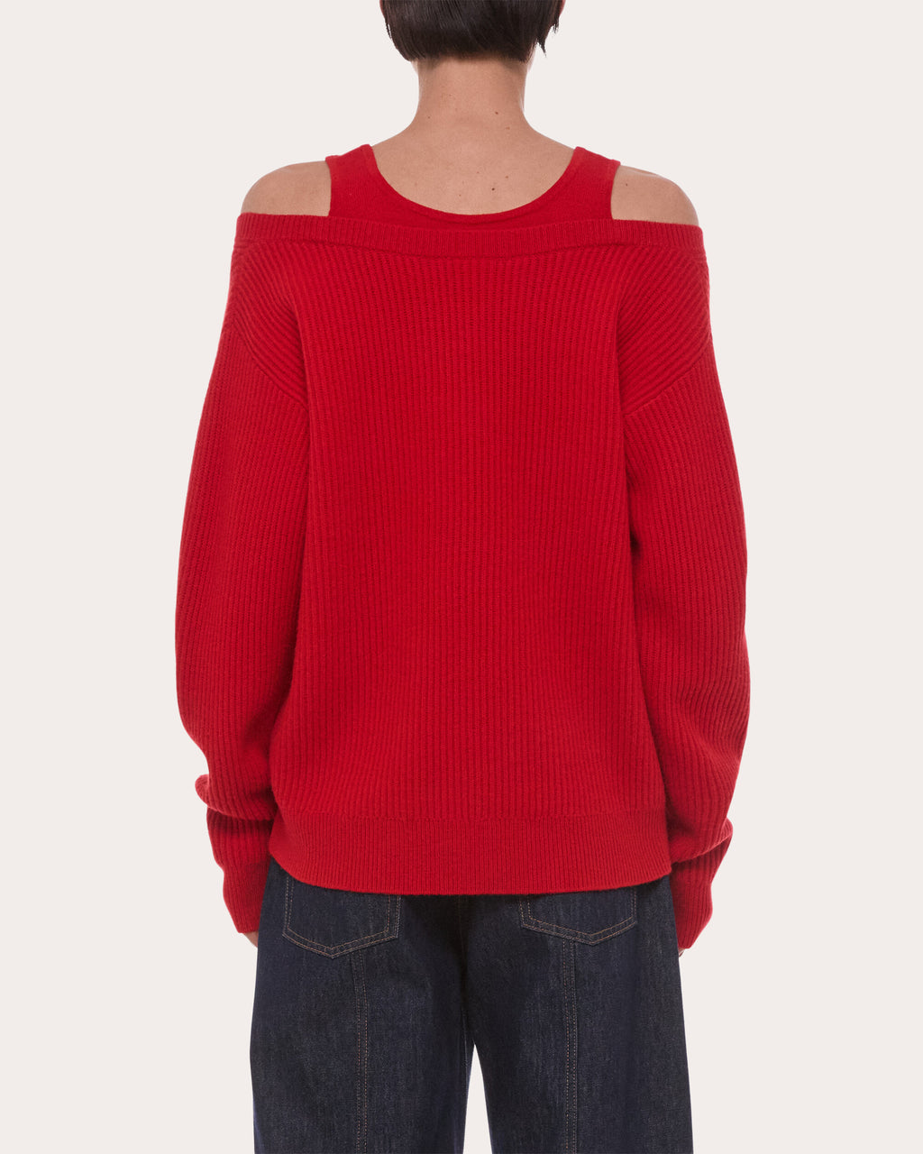 Ribbed Wool Layered V-Neck Sweater