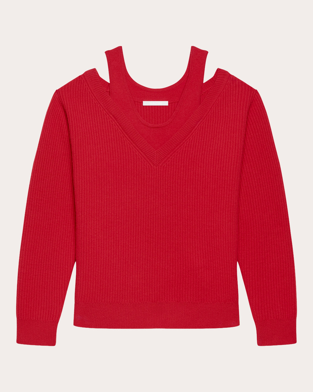 Ribbed Wool Layered V-Neck Sweater