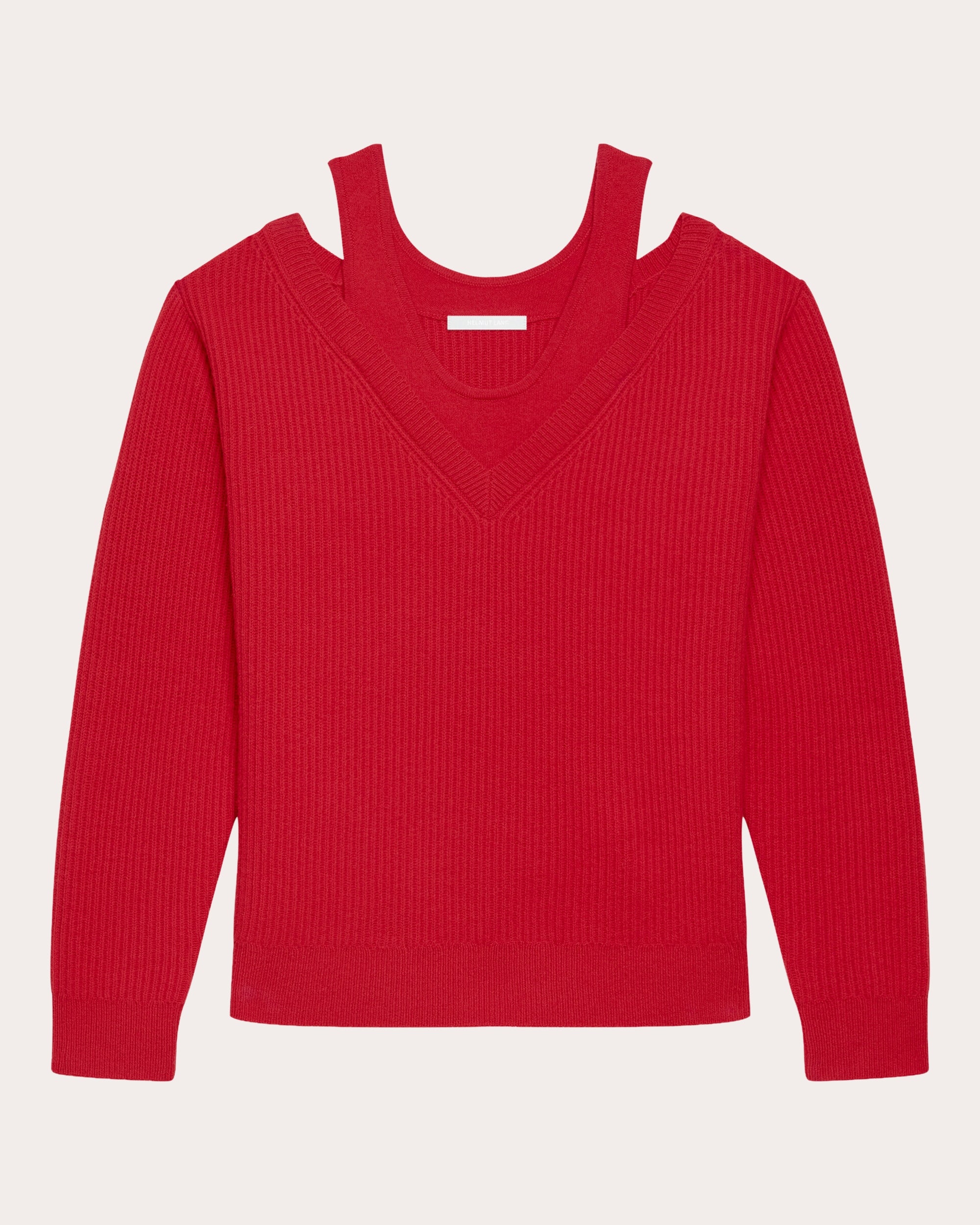 Ribbed Wool Layered V-Neck Sweater