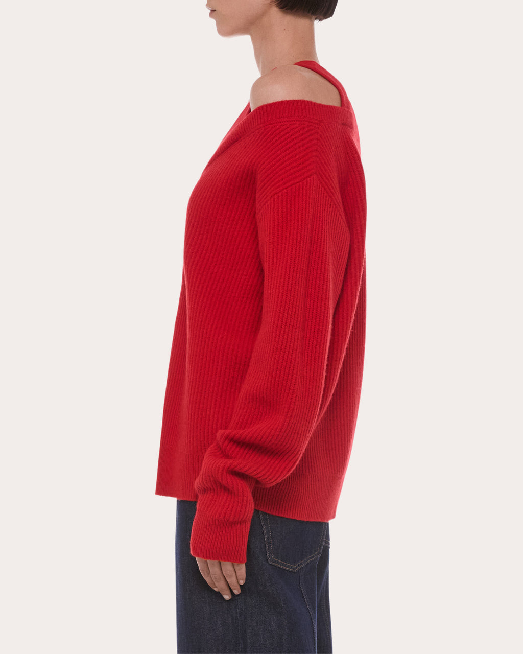 Ribbed Wool Layered V-Neck Sweater