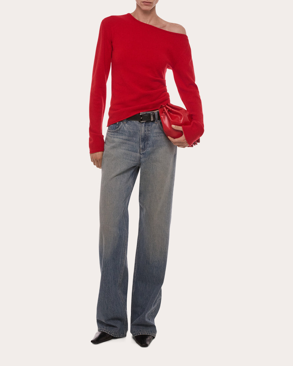 Wool Asymmetric Drape Top
