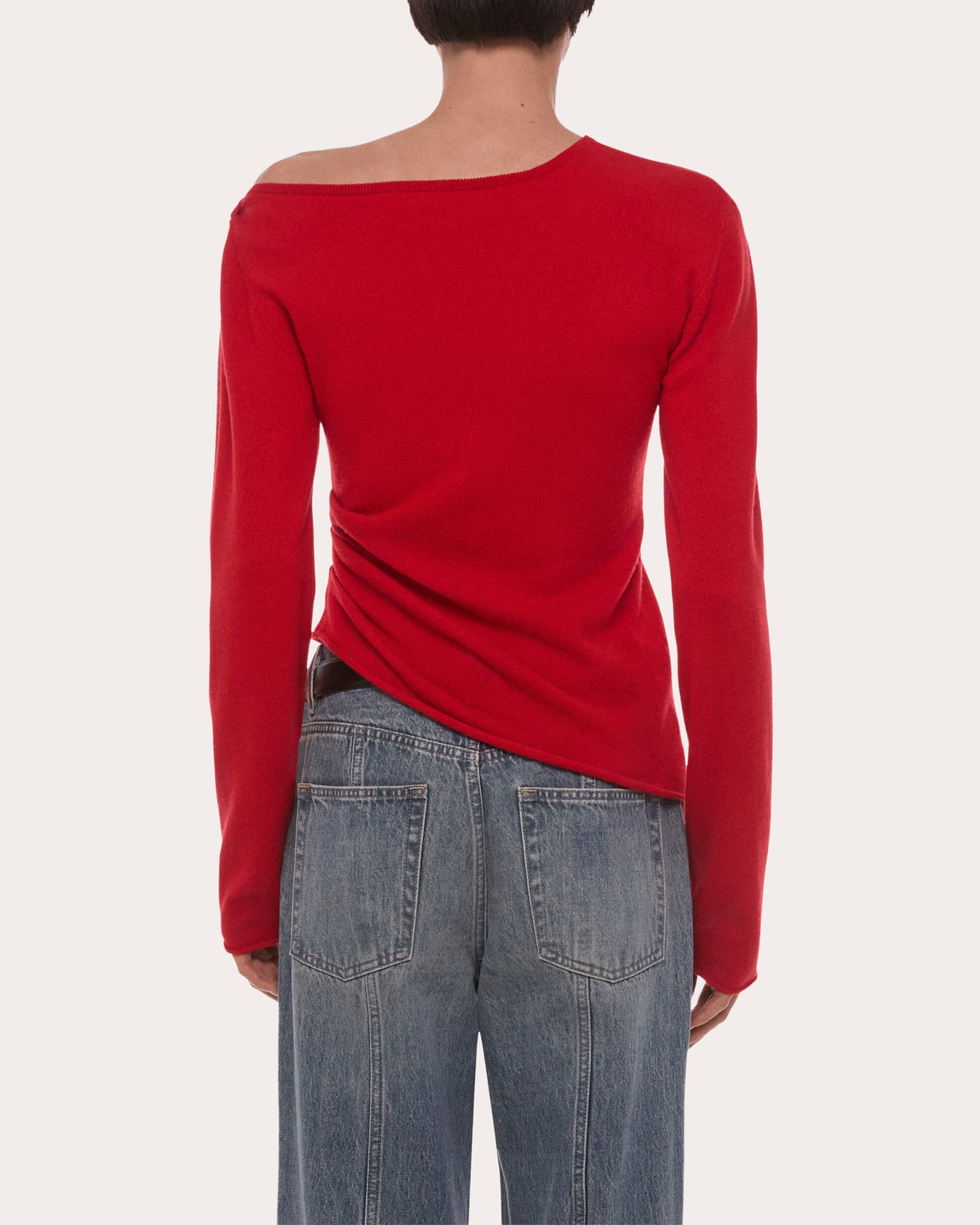 Wool Asymmetric Drape Top