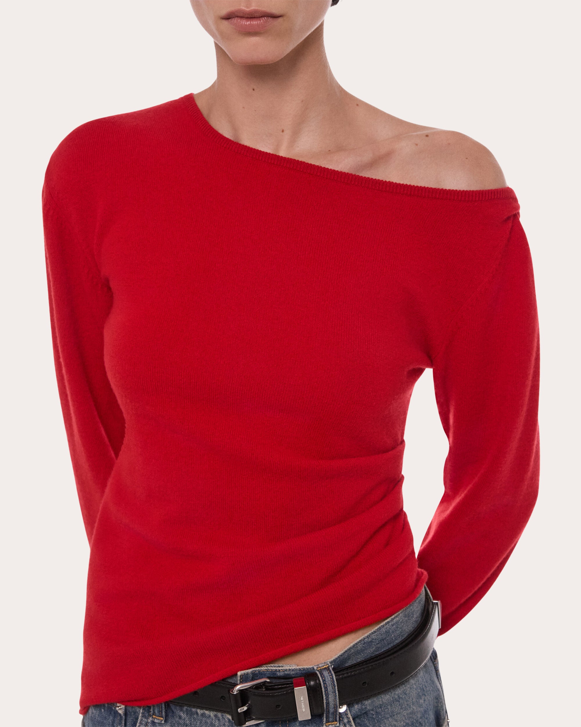 Wool Asymmetric Drape Top