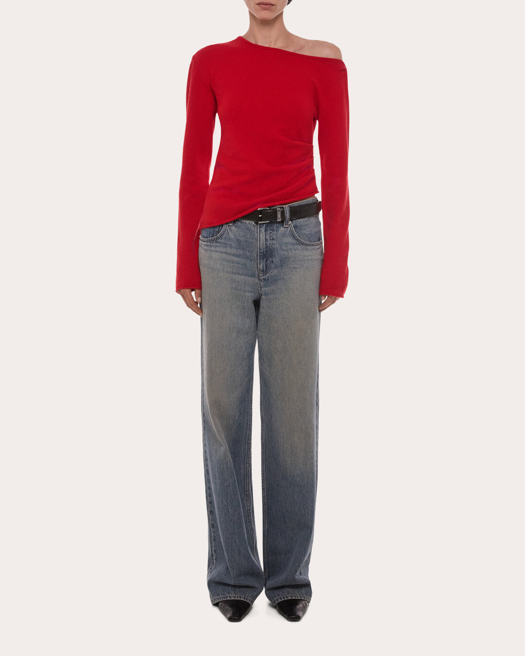 Wool Asymmetric Drape Top