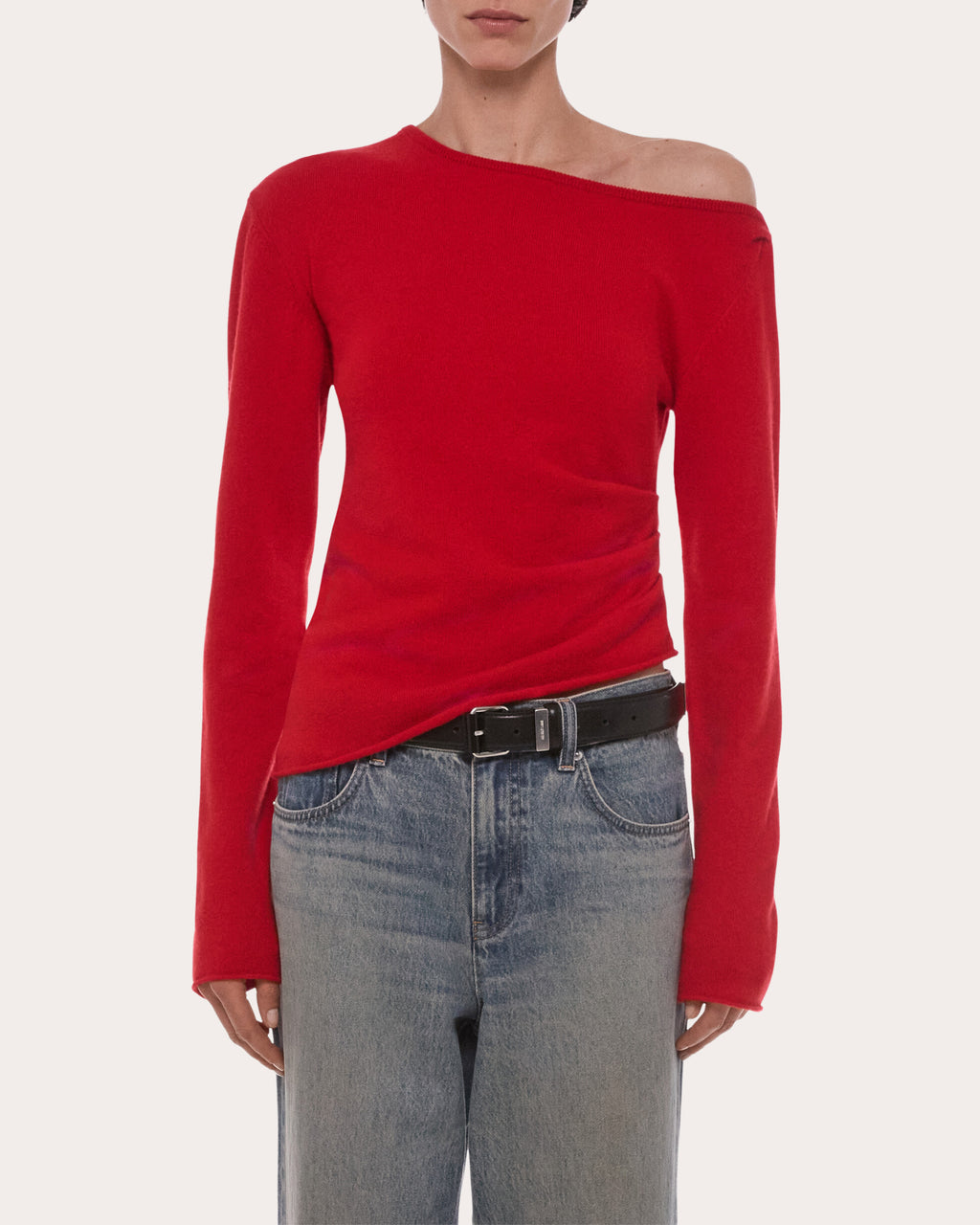 Wool Asymmetric Drape Top