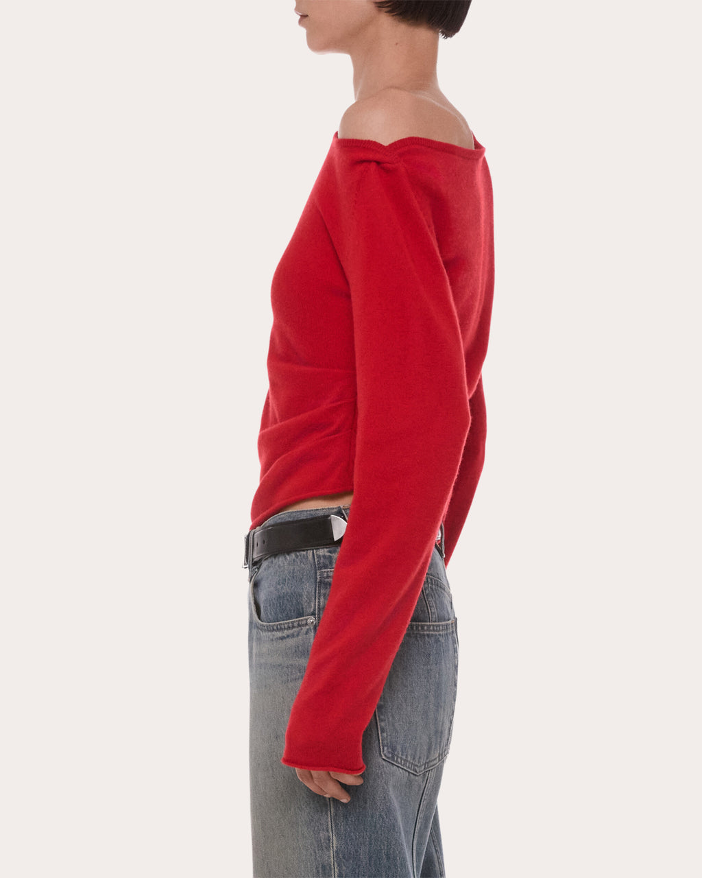 Wool Asymmetric Drape Top