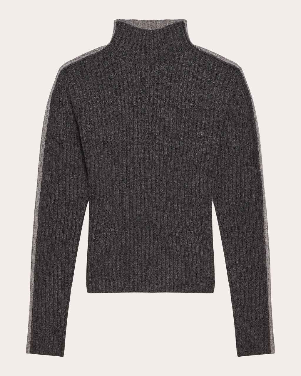 Ribbed Wool Mock Neck Sweater