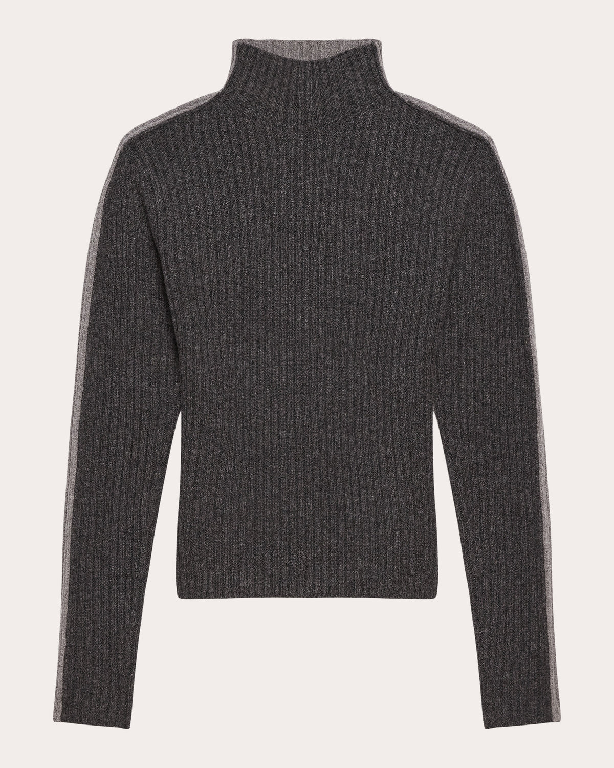 Ribbed Wool Mock Neck Sweater