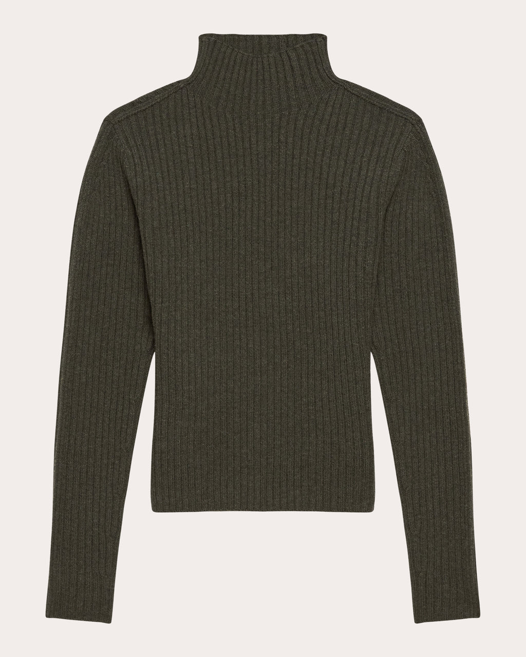 Ribbed Wool Mock Neck Sweater