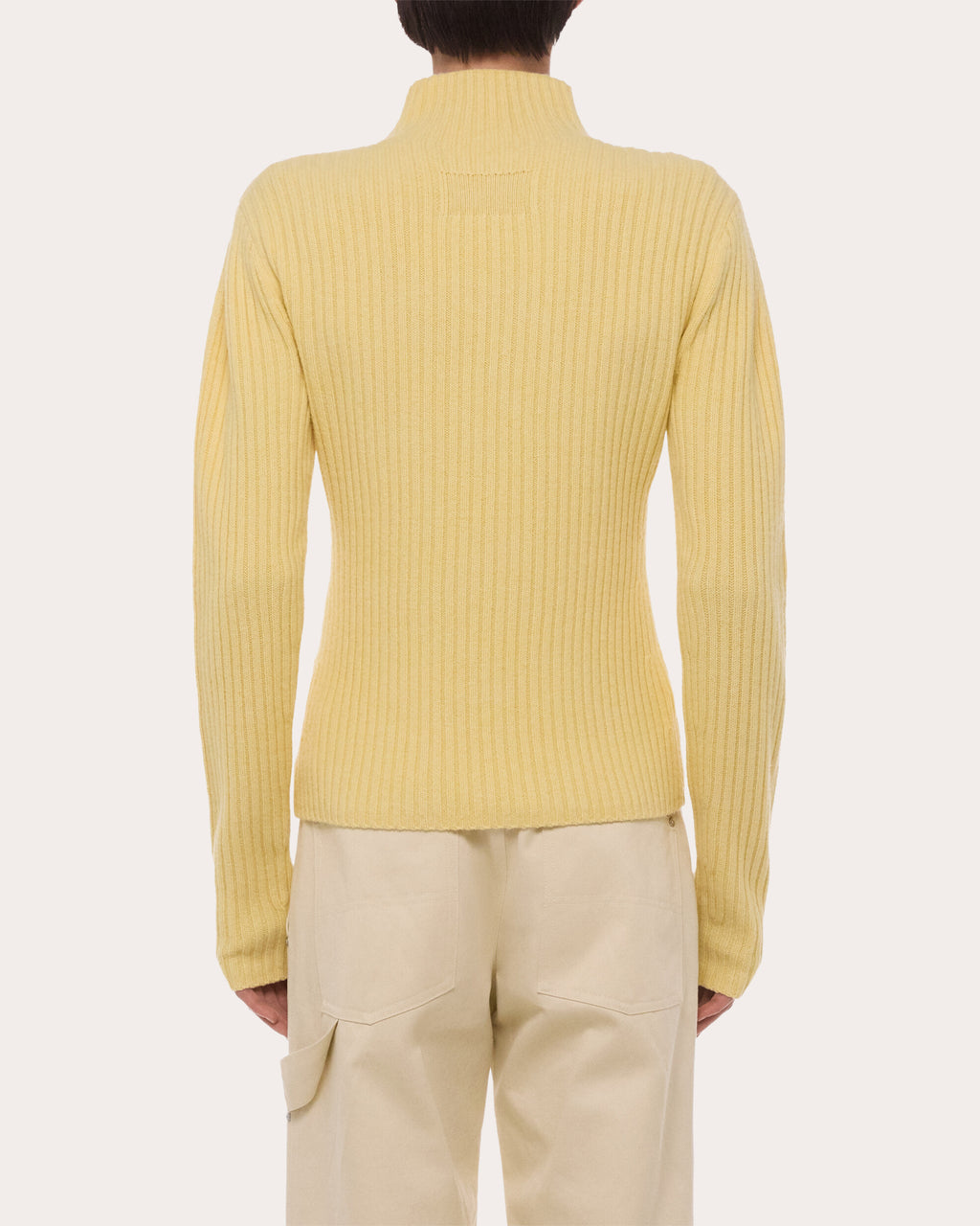Ribbed Wool Mock Neck Sweater