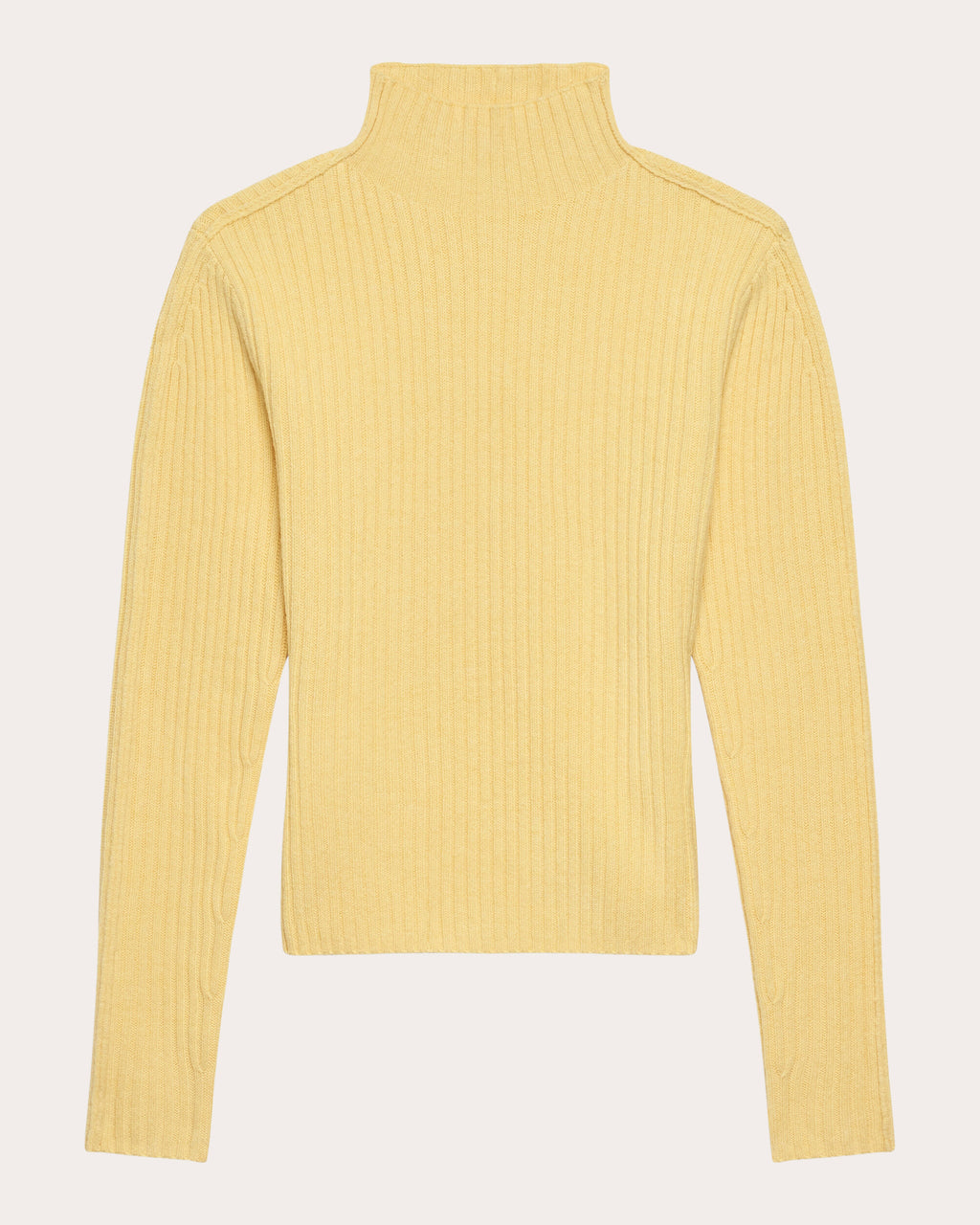 Ribbed Wool Mock Neck Sweater