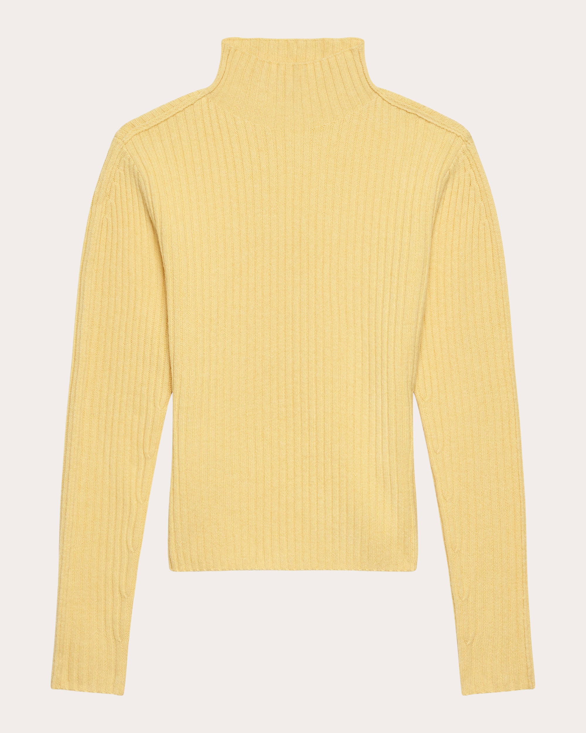 Ribbed Wool Mock Neck Sweater