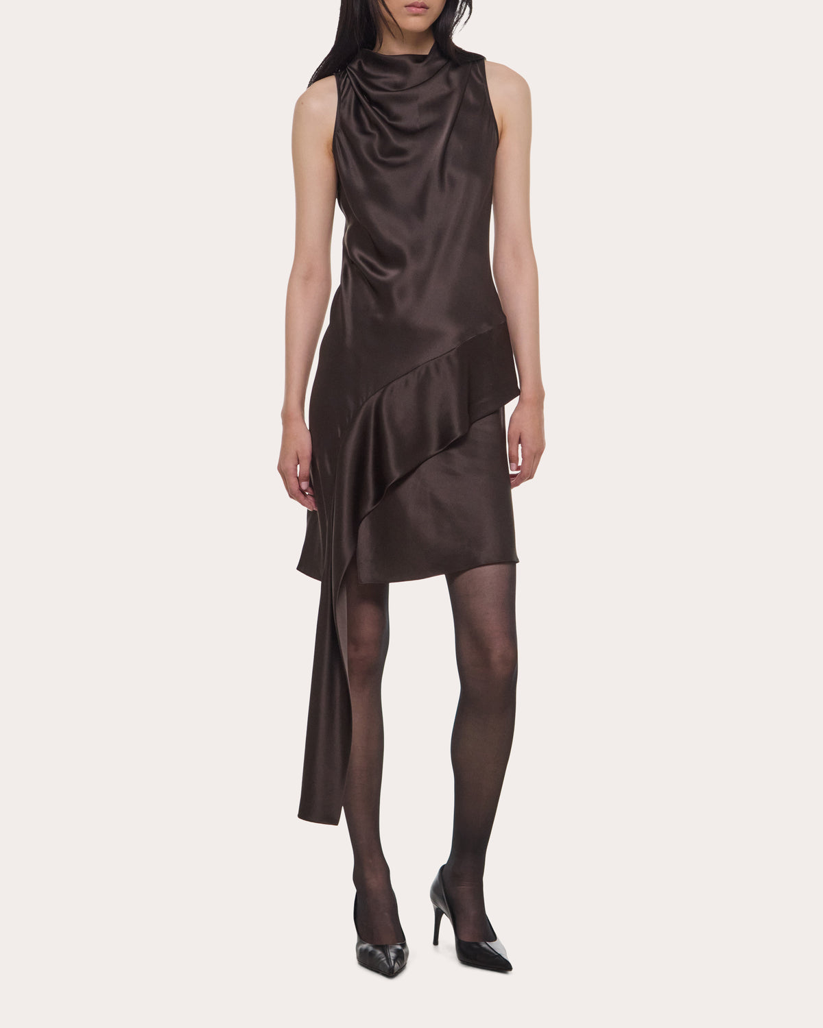 Silk Asymmetric Sash Mini Dress