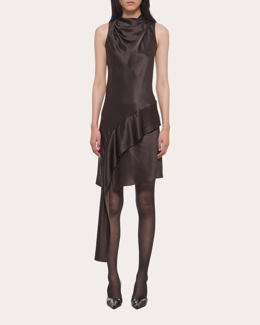 Silk Asymmetric Sash Mini Dress