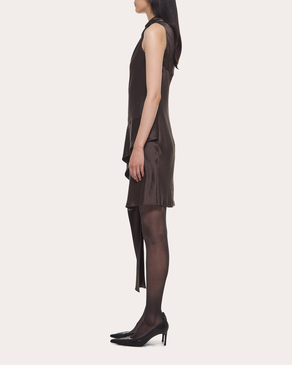 Silk Asymmetric Sash Mini Dress