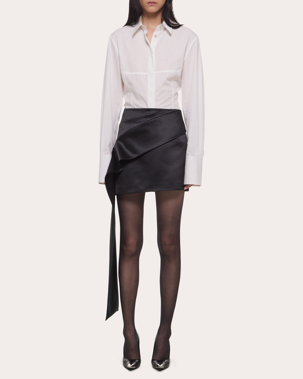 Satin Asymmetric Sash Mini Skirt