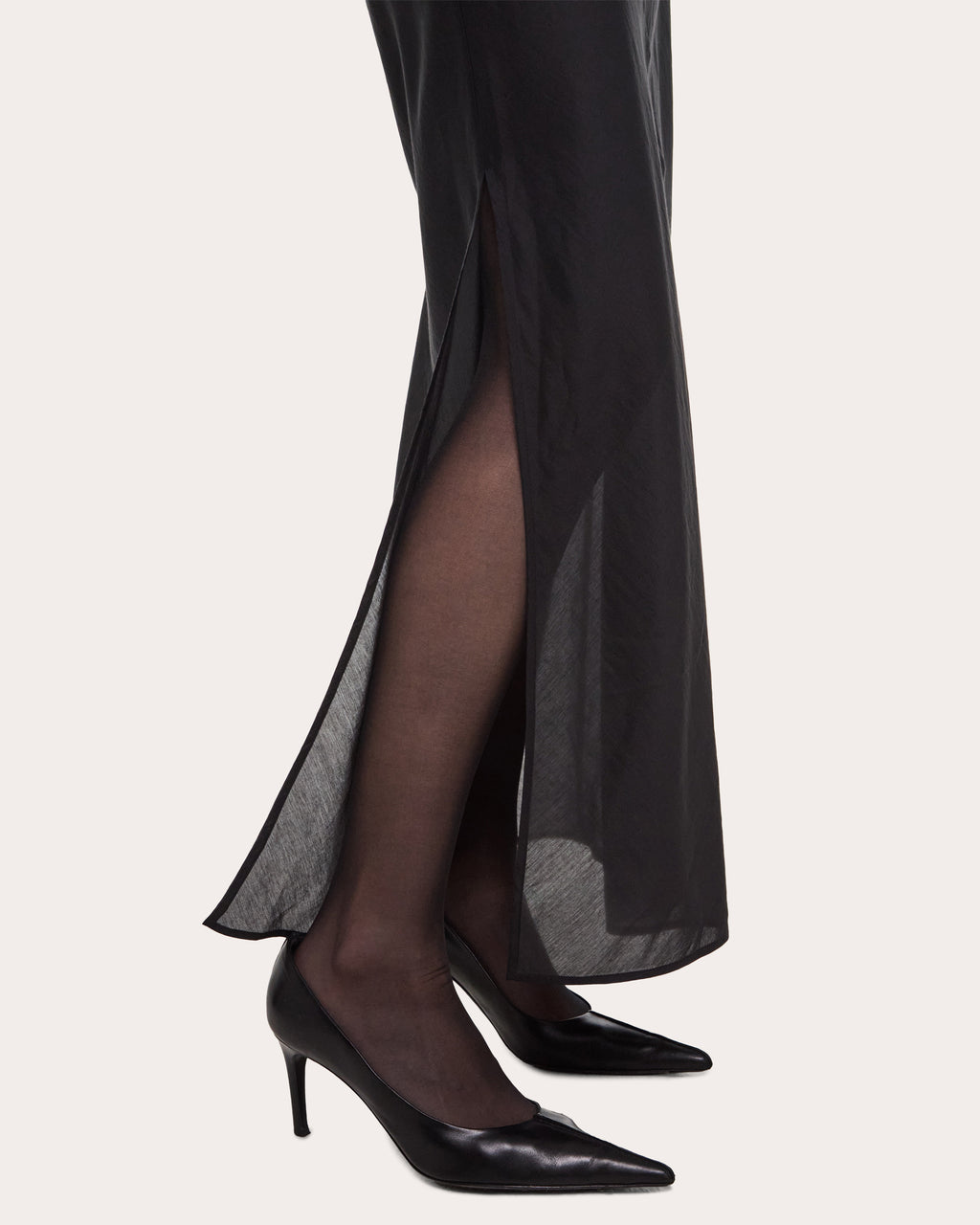Satin Sheer Voile Layered Tuxedo Skirt