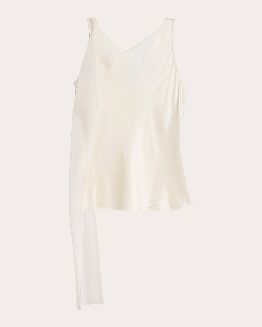 Silk Asymmetric Scarf Sleeveless Top