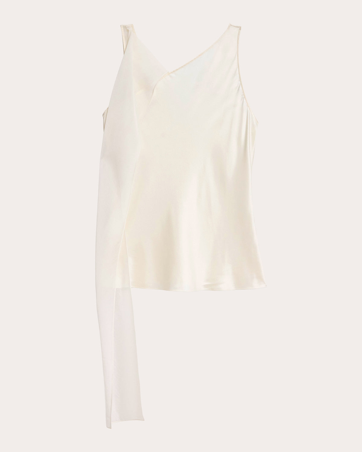 Silk Asymmetric Scarf Sleeveless Top