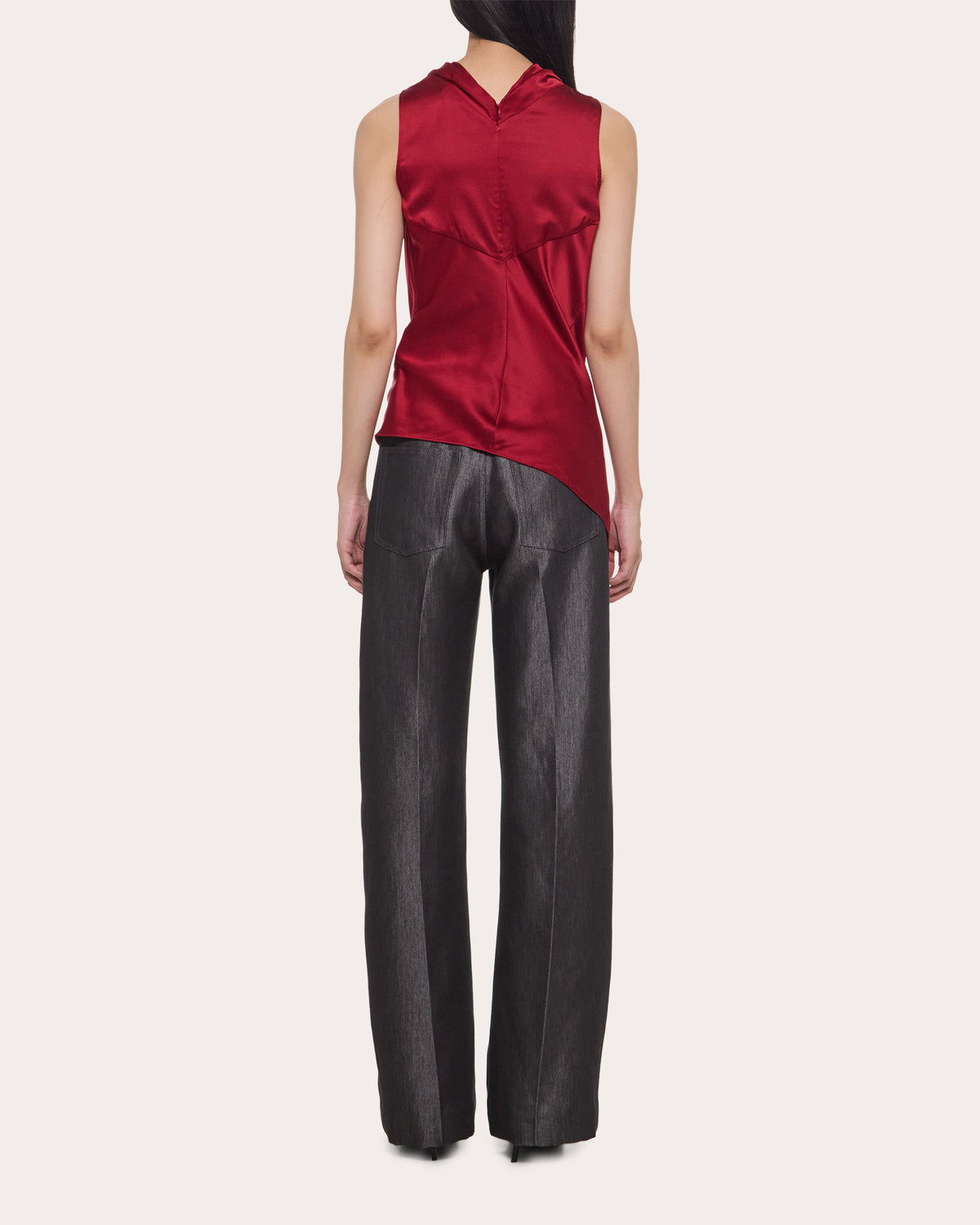 Silk Asymmetric Sash Drape Top