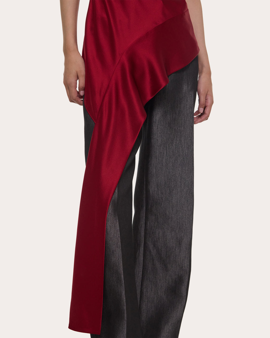 Silk Asymmetric Sash Drape Top